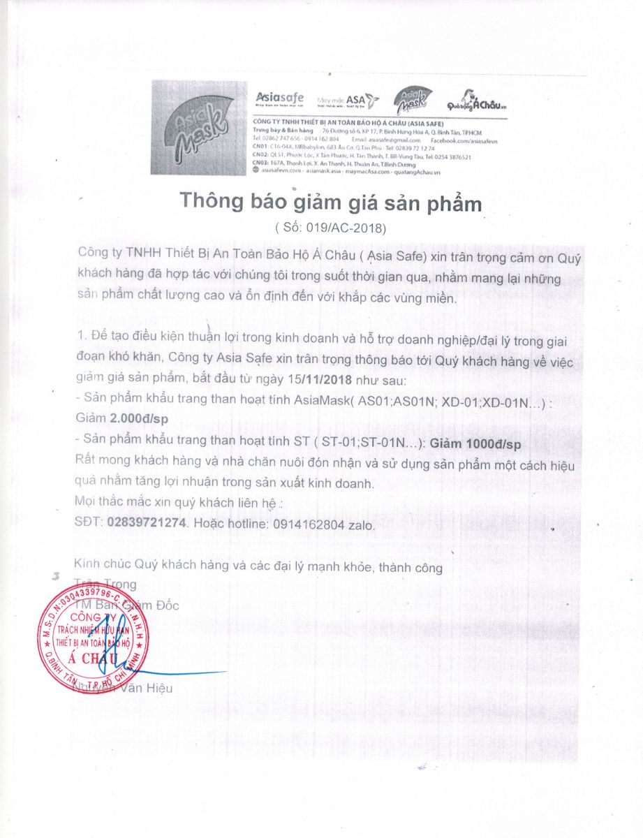 thong bao giam gia