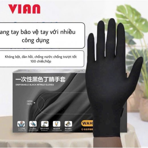 Găng tay nitrile dùng một lần siêu co giãn hiệu VIAN Găng tay nitrile dùng một lần siêu co giãn hiệu VIAN