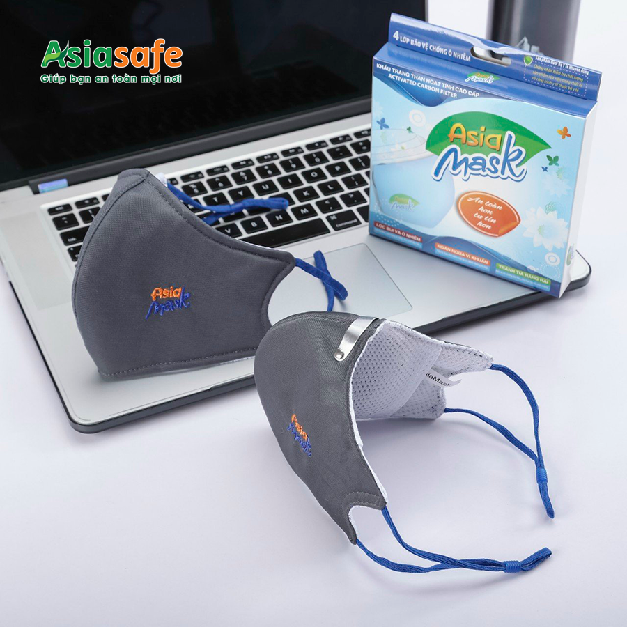 Khẩu trang than hoạt tính 4 lớp Asia Mask ( xé dán sau gáy)