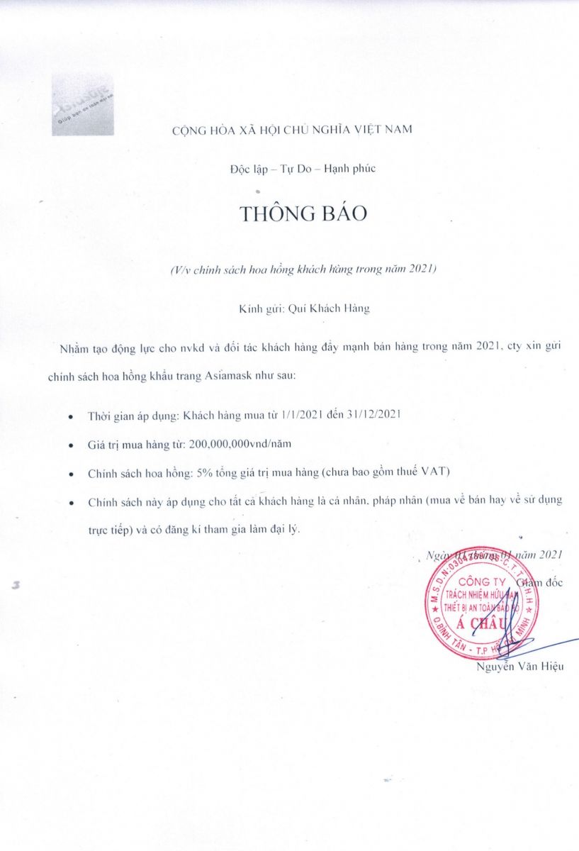 chinh sach hoa hong khach mua khau trang asia masklife mask nam 2021