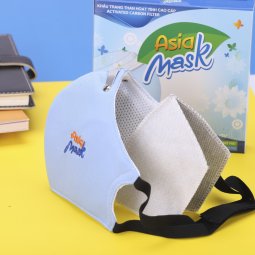 Khẩu trang than hoạt tính 4 lớp Asia Mask ( xé dán, xanh nhạt)