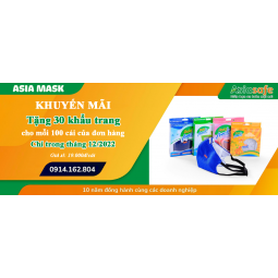 Khẩu trang vải 4 lớp than hoạt tính AsiaMask có van thoát khí ( xé dán sau gáy)